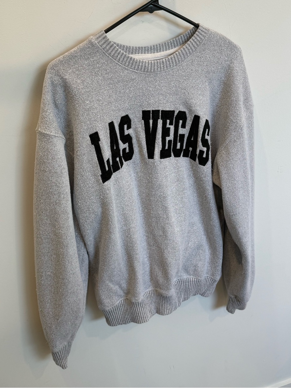 Las Vegas Embroidered Crewneck Sweater - Light Gray